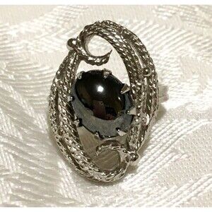 Vintage Sarah Coventry Mid Century Cocktail Ring Size 4.5 Silver Tone